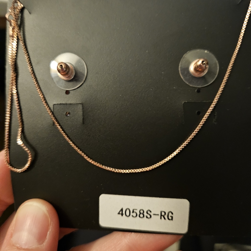 NWT Mariell Genuine CZ 14kt RGP Earrings+Necklace Set - Picture 8 of 8